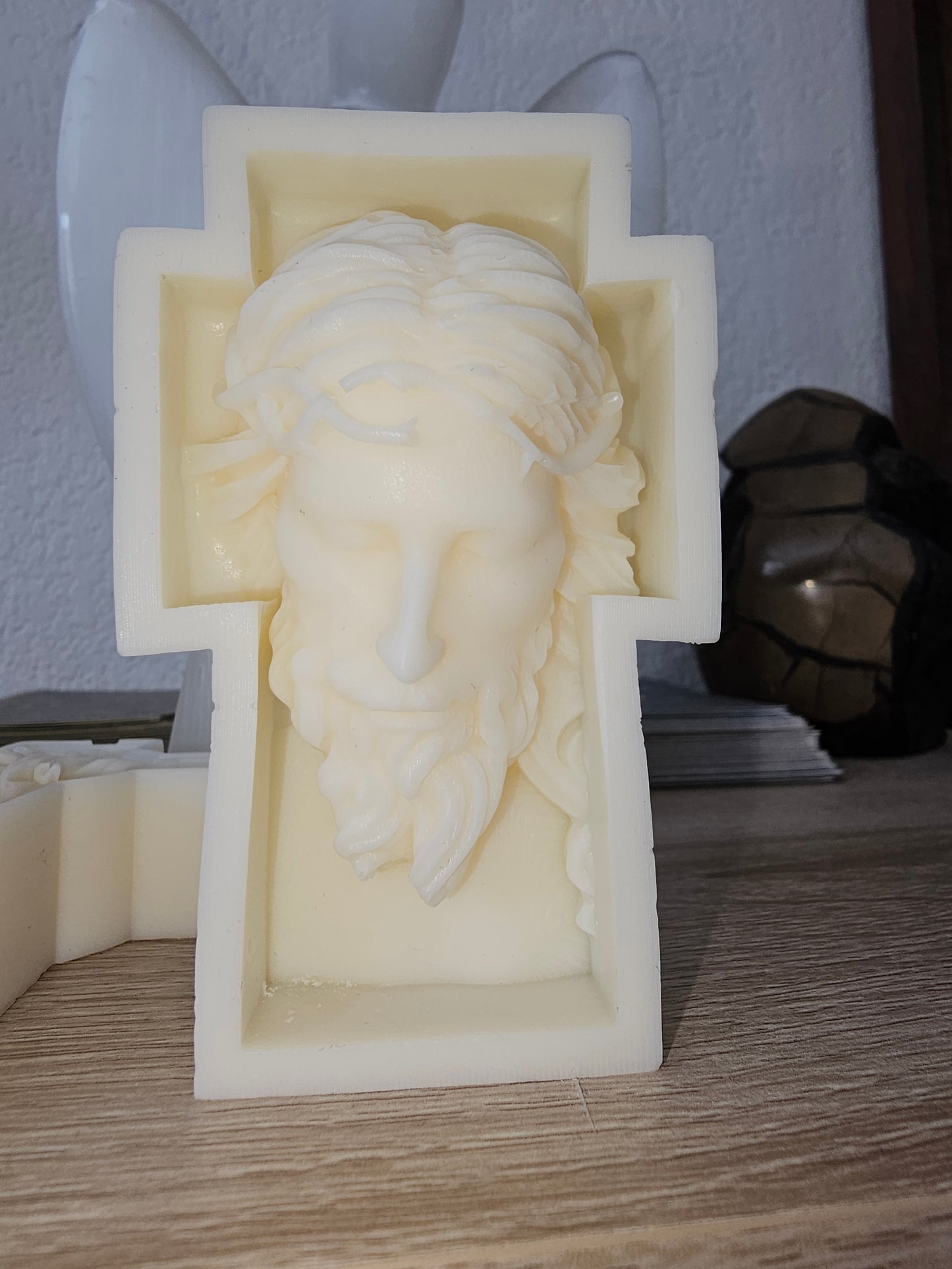 Cire décorative visage du christ petit format cire de soja