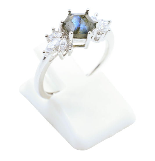 Bague Argent 925 'Flocon d'Argent' - Labradorite