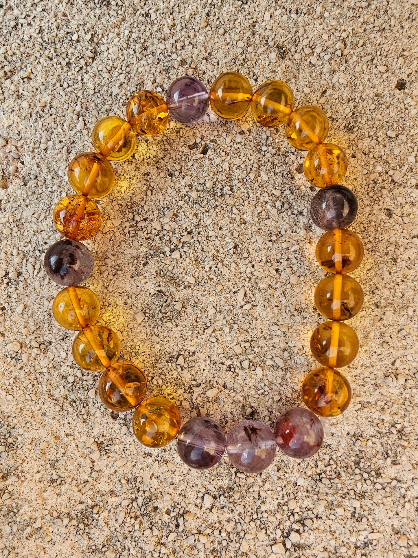 Bracelet Ambre & Cacoxénite. Lumière, Joie & Élévation