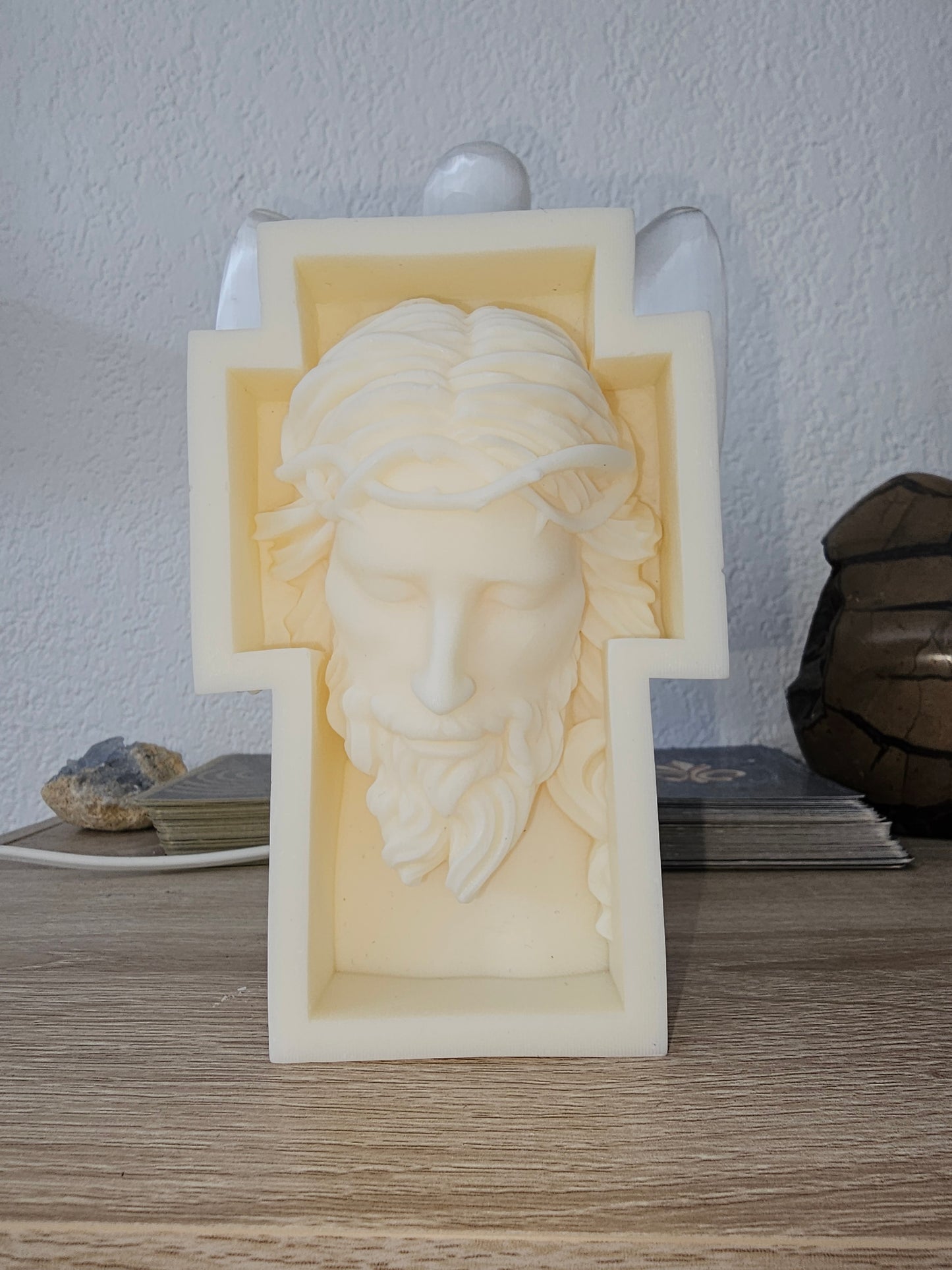 Cire décorative visage du christ en cire de soja