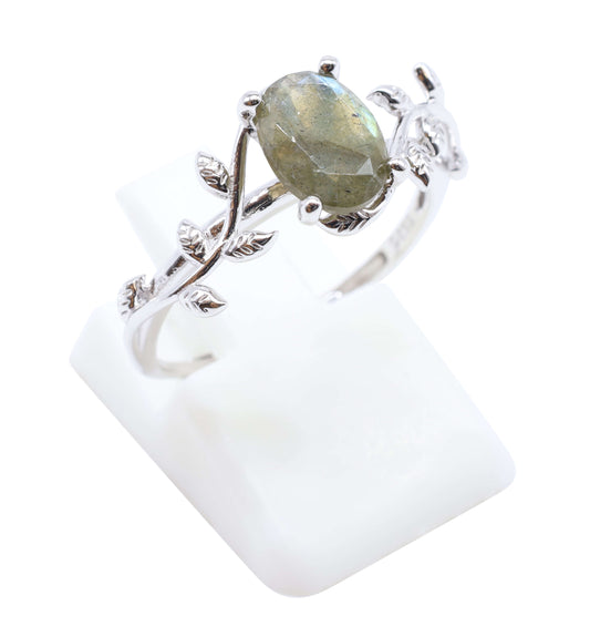 Bague Argent 925 'Murmure de Laurier' - Labradorite