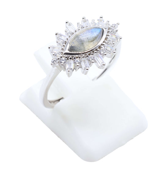 Bague Argent 925 'Oeil Solaire' - Labradorite