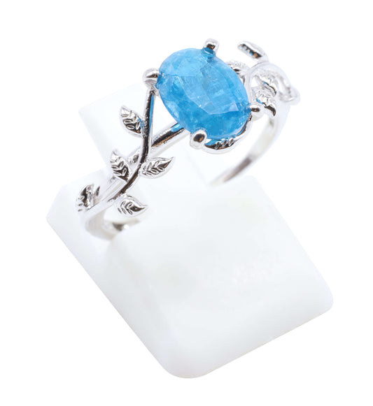 Bague Argent 925 'Murmure de Laurier' - Apatite