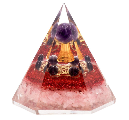 Pyramide Orgonite 'Paix & Amour inconditionnel' 8cm