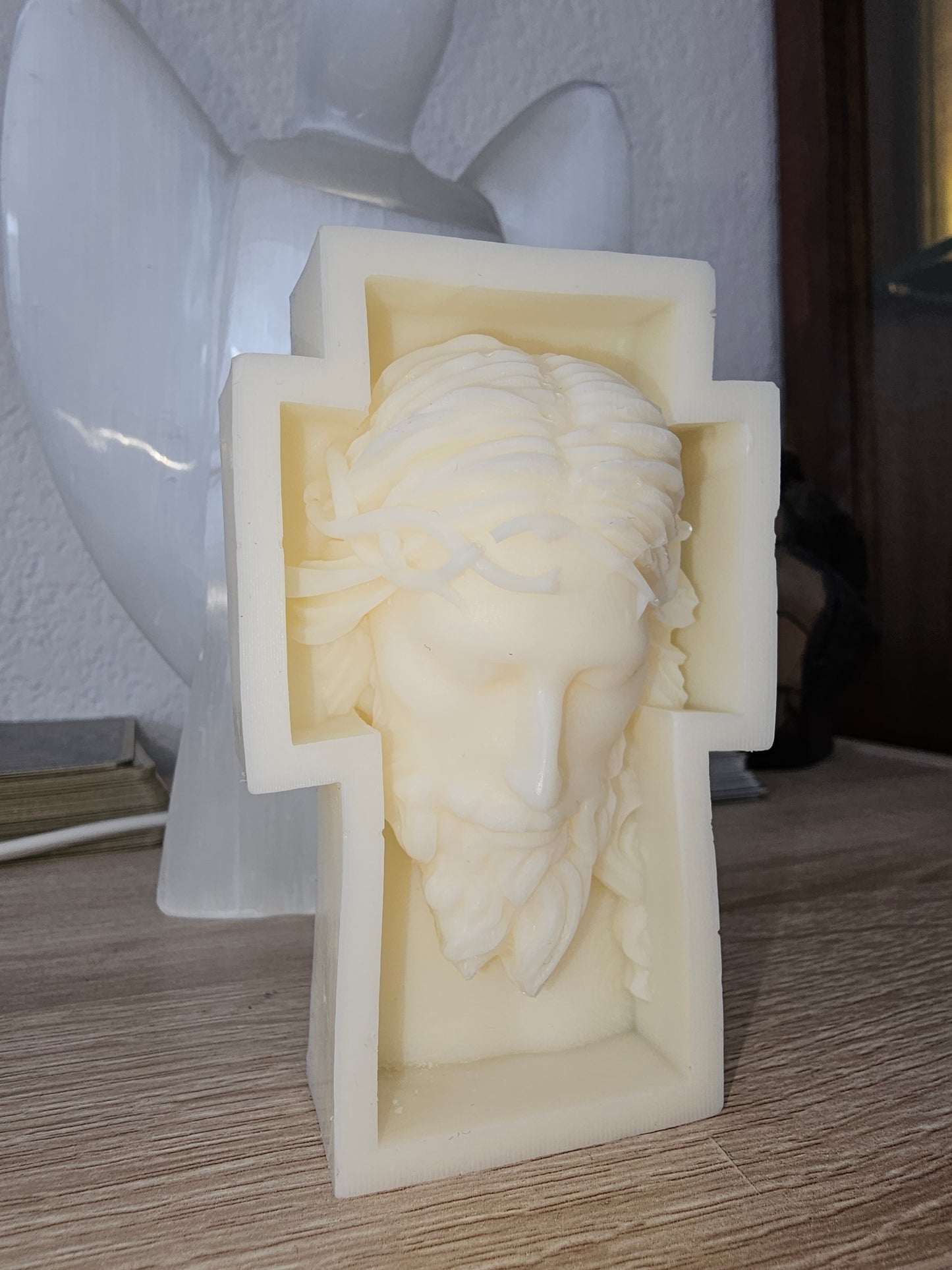 Cire décorative visage du christ petit format cire de soja