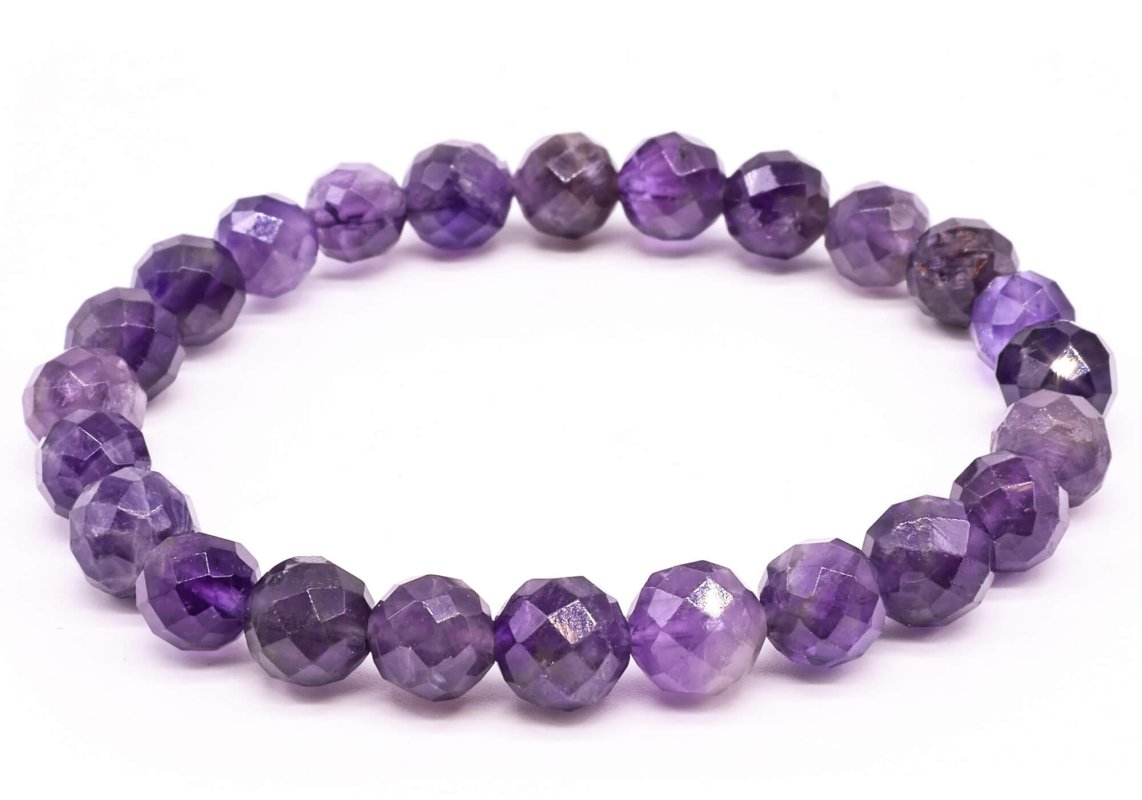 Bracelet Améthyste perles facettées 8mm