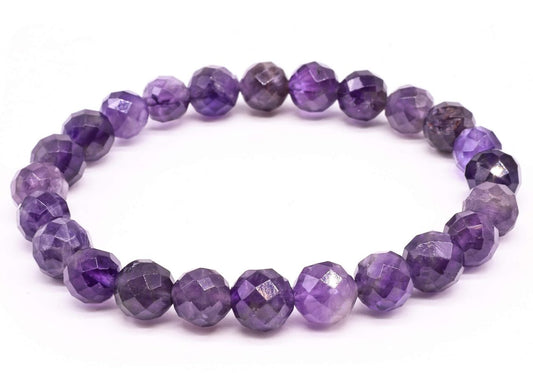Bracelet Améthyste perles facettées 8mm