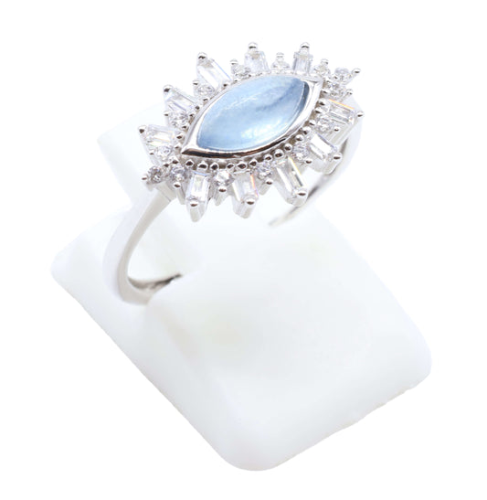 Bague Argent 925 'Oeil Solaire' - Aigue Marine